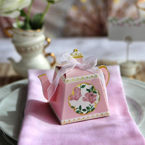 Kate Aspen, Tea Time Whimsy Collection, Teapot Tea Party Favor Box (Set of 24), One Size, Pink