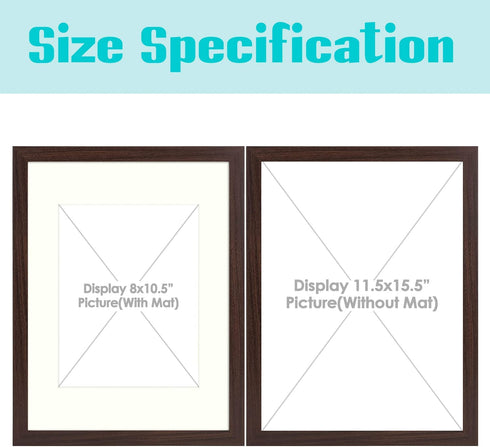 Frametory, 12x16 Picture Frame - Made to Display Pictures 8.5x11 Photo with Ivory Color Mat - Wide Molding - Built in Hanging Features - Wall Mounting Hardware (12x16, Walnut)