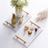 StonePlus Natural Real Marble Tray, Catchall Key Perfume Tray, Serving Tray with Handles for Living Dining Room (Venato Carrara, 11.8Lx7.87W)