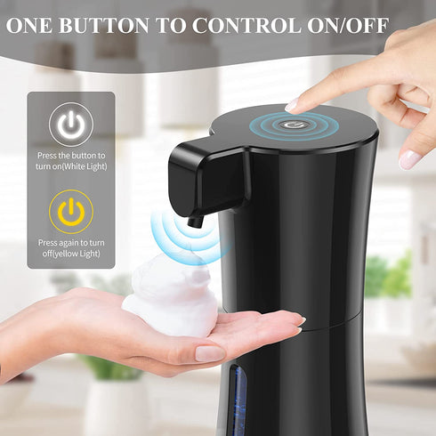 Improved Automatic Foaming Soap Dispenser Touchless Auto Foam Dispenser Black,Foaming Auto Soap Dispenser Battery Operated, 350ml/12Oz Touch Free Foam Soap Dispensers