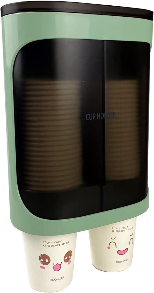 Kimsmap Cup Dispenser, Pull Type Water Cooler Cup Holder Fit 3oz - 6oz Small Cup, Wall Mount Disposable Cup Dispenser for Bathroom Home Office Gym Green