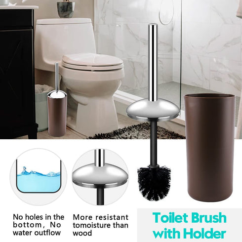 Papillon Bathroom Accessories Set-6 Piece Plastic Gift Set Toothbrush Holder,Toothbrush Cup,Soap Dispenser,Soap Dish,Toilet Brush Holder,Trash Can,Tumbler Straw Set Bathroom (Coffee)