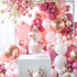 Rose red Balloon Garland Arch Kit 100 Pack Rose red Baby Pink Metallic Rose Gold Balloons ,Double Latex Balloons for Princess Wedding Baby Shower Birthday Evening Decorations