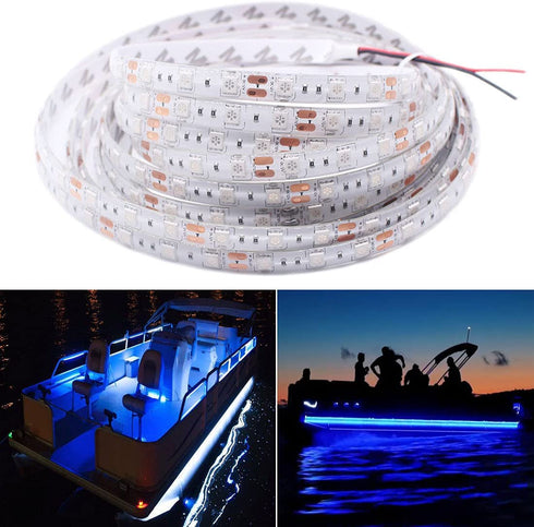 Seaponer Pontoon Boat light, Marine Led Light Strip for Duck Jon Bass Boat Sailboat Kayak, Led Flex Lighting for Boat Deck Light Accent Light Courtesy Interior Lights Fishing Night, 12v, 5m(16.4ft)