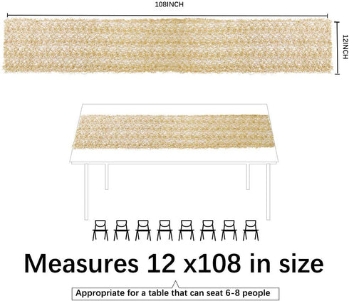 B-COOL 2 Packs Sequin Mesh Table Runner Glitter Gold Table Line for Graduation Party Supplies Romantic Wedding Runner Party Decorations 12x108 inch