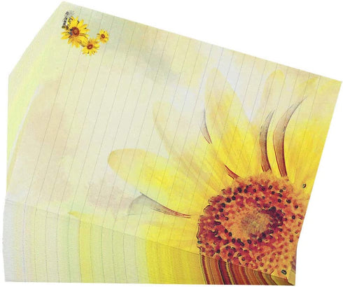 Bolbove 64 Pcs Sunflower Lovely Plant Elegant Letter Writing Stationery Paper Lined Sheets