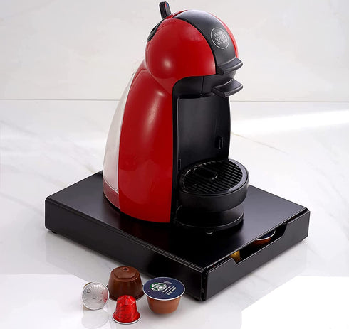 Miuly Nespresso Coffee Pod Holder for 20 Capsules,Small Storage Drawer Organizer Compatible with Dolce Gusto and Nespresso Originalline,Black