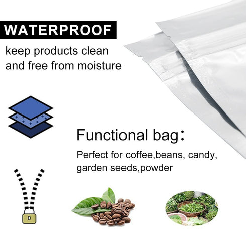 GooGou Resealable Zip Mylar Bag Food Storage Aluminum Foil Bags Smell Proof Pouches 6.3x9.4" 100pcs