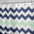 iDesign Fabric Chevron Shower Curtain for Master, Guest, Kids', College Dorm Bathroom, 72" x 72", Navy Blue and Mint Green