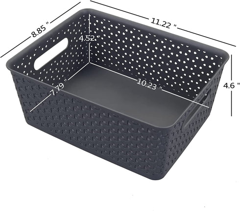 Vababa Gray Plastic Storage Basket, Pack of 4
