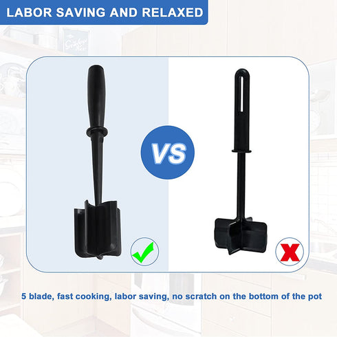 Xu-Leah Upgrade Meat Chopper, Heat Resistant Meat Masher, Meat Chopper Tool, Meat Chopper for Hamburger, Ground Beef Masher, Ground Turkey, Cleaver with 2 Scrubbing Cloths