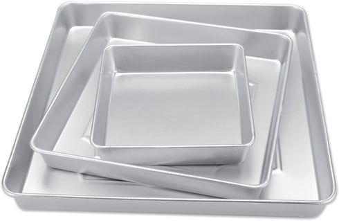 Wilton Performance Pans Square Cake Pans Set, 3 Piece - 8, 12 and 16-Inch Cake Pans