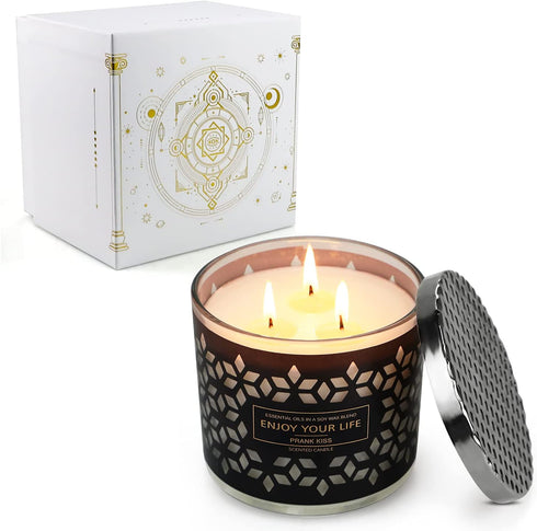 Candles for Home Scented, Lavender Scented Candles, Large 3 Wick Candle, 14.5Oz 125H, Ideal for Stress Relief, Bath, Yoga, Meditation, Gifts for Women Birthday, Mother's Day, Thanksgiving, Christmas
