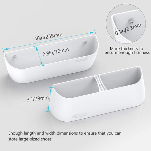 Yocice Wall Mounted Shoes Rack 4Pack with Sticky Hanging Strips, Plastic Shoes Holder Storage Organizer,Door Shoe Hangers (SM03-White-4)