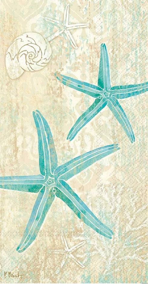 Disposable Hand Towels, Decorative Paper Guest Towels for Bathroom or Paper Napkins Dinner Napkins Turquoise Starfish Beach Bathroom Decor Pak 32