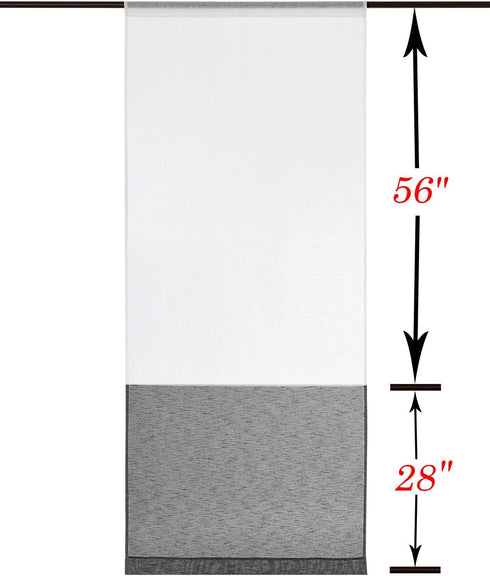 Central Park Black and White Stripe Sheer Color Block Window Curtain Panel Linen Drape Treatment for Bedroom Living Room Farmhouse 84 inches Long with Rod Pocket,2 Panel Rustic Living Panels