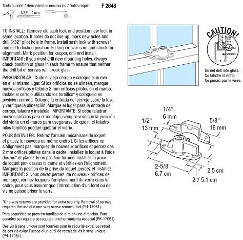 Prime-Line Products F 2646 Keyed Sash Lock Child-Proof Security Lock Only Unlocks With Key For Aluminum, Vinyl or Wood Double-Hung Windows 2? Hole Centers Heavy-Duty Zinc Diecast Construction, White