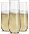 24 Stemless Plastic Champagne Flutes - 9 Oz Plastic Champagne Glasses | Clear Plastic Unbreakable Toasting Glasses |Shatterproof | Disposable | Reusable Perfect For Wedding Or Party