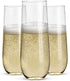 24 Stemless Plastic Champagne Flutes - 9 Oz Plastic Champagne Glasses | Clear Plastic Unbreakable Toasting Glasses |Shatterproof | Disposable | Reusable Perfect For Wedding Or Party
