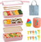 Ozazuco Bento Box Japanese Lunch Box,3-In-1 Compartment - Wheat Straw, Leakproof Eco-Friendly Bento Lunch Box Meal Prep Containers for Kids & Adults?14pcs?pink?