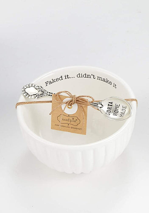 Mud Pie Not Homemade Dip Bowl with Spoon, Faked It Didn't Make it