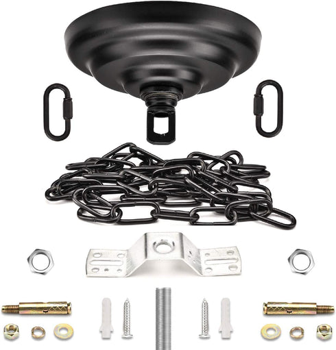 Kocent Heavy Duty Canopy Kit and 6 feet Pendant Light Fixture Chain for Chandelier or Swag Light Fixtures, Maximum Fixture Weight of 50 Pounds ,5 Inches Diameter, Vintage Black (Black1)