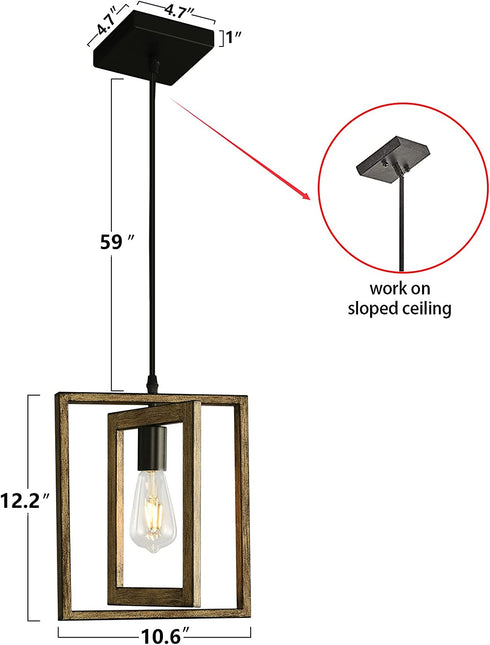 Mini Pendant Light Farmhouse Chandelier, 1-Light with Oil Rubbed Bronze Finish, Rustic Pendant Lighting for Kitchen Island, Dining Room Bedroom and Entryway
