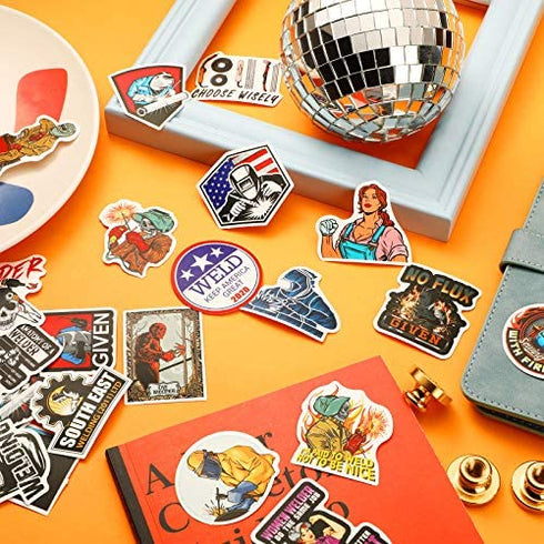 200 pieces Welding Stickers Hard Hat Stickers Welder Stickers Decals, Tool Box Stickers Funny Stickers for Helmet Welding Construction Iron Worker Lineman Oilfield Electrician Decals