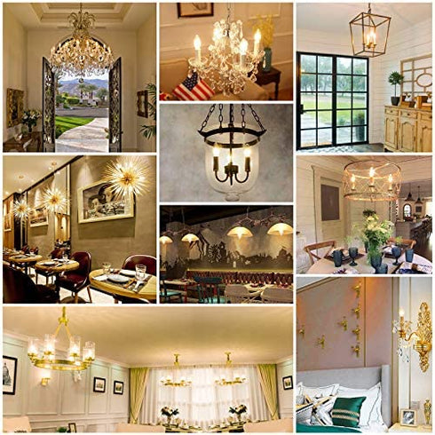 Ascher E12 Candelabra LED Light Bulbs 60 Watt Equivalent, 550 Lumen, Warm White 2700K, Clear LED Filament Candle Bulbs, Non-Dimmable, Pack of 5