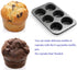 MONFISH Muffin Pan 6 Jumbo Cup Carbon Steel Black Stone non Stick Coating Muffin cupcake Tin 3.5inch cup 13.385x8.66x1.77 inch