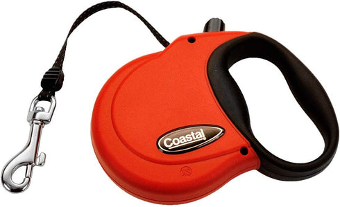 Coastal Pet Power Walker Dog Retractable Leash - Reflective Dog Leash - Stop-and-Release Control Button - Comfort Grip Handle - Red - X-Small