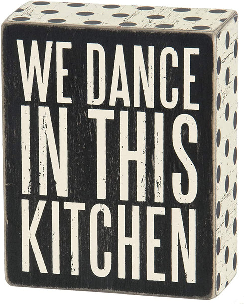Primitives by Kathy 25192 Polka Dot Trimmed Box Sign, 4" x 5", In This Kitchen