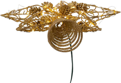Kurt S. Adler Kurt Adler 11.75-Inch 30 Fairy Light Gold Star with Pinecones Treetop Tree Topper, Multi