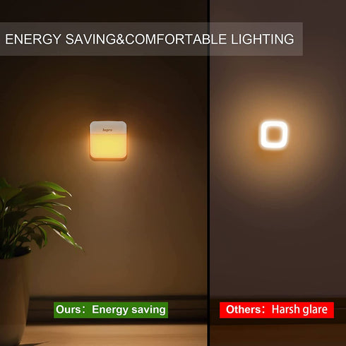 2 Pack LED Night Lights Rechargeable, Dusk to Dawn Sensor, bapro Warm White Stick-On Nightlight Adjustable Brightness for Bedroom, Bathroom, Kitchen, Hallway, Stairs, Kids, Adults, Compact Nightlight