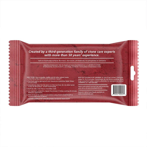 Granite Gold Sealer Wipes Water-Based Sealing to Preserve and Protect Granite, Marble, Travertine, Natural Stone Countertops-Made in the USA, 6 Count, White