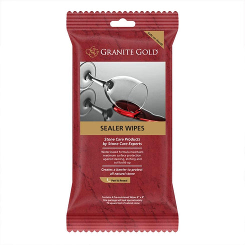 Granite Gold Sealer Wipes Water-Based Sealing to Preserve and Protect Granite, Marble, Travertine, Natural Stone Countertops-Made in the USA, 6 Count, White