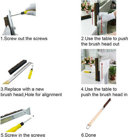 BBO+1 Pizza Oven Brush with Scraper,Pizza Stone Cleaning Brush with Scraper,Palmyra Head Cleaning Brush Wood Handle Cook Kitchen Oven Accessories Kit Portable BBQ Bake Tool Purpose Cleaning Brush