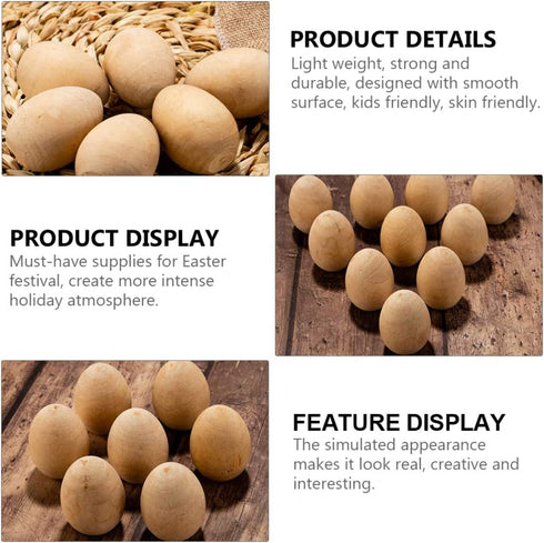 Kisangel 20pcs Unfinished Wood Eggs Smooth Flat Bottom Wooden Easter Craft Eggs for Easter Display Smooth Ready to Paint and Decorate S