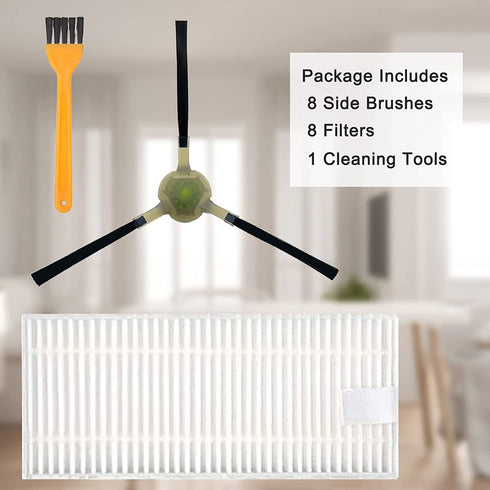 CauYien 16 Pack Replacement Accessories Kit Compatible with Life K2 K3 K4 and Lefant Robot Vacuum Cleaner M210,M210S M210B M213, 8 Side Brushes, 8 Filters