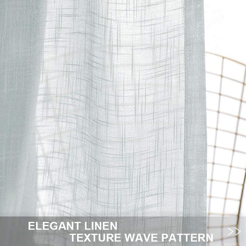 RYB HOME Sheer Sidelight Curtains French Door - Linen Look Fabric Morden Window Curtain Shades for Bathroom Dining Living Room Kitchen, 2 Tieback, 2 Pcs, 30-inch Width x 72-inch Length Each, Dove Grey