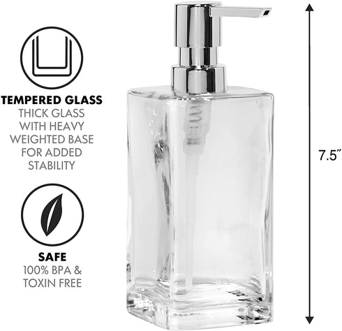 Oggi Soap & Lotion Dispenser, 13-Ounce, Clear, Chrome