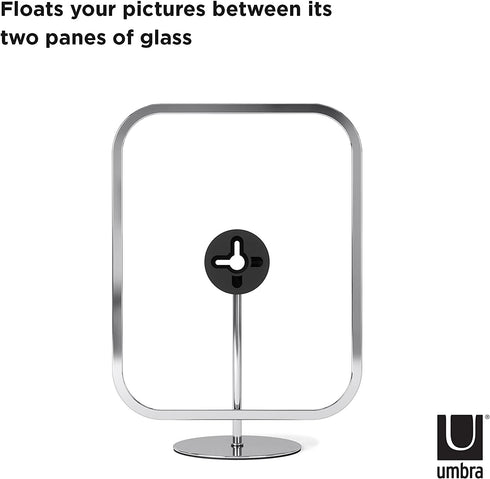 Umbra Infinity Picture Frame, Floating Photo Display for Desk or Wall, 5x7, Chrome