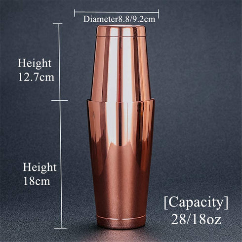 Stainless Steel Boston Shaker - 2-piece 18oz & 28oz Professional Bartender Cocktail Shaker Bartender Shaker Kit - CTSK0013 (Copper)