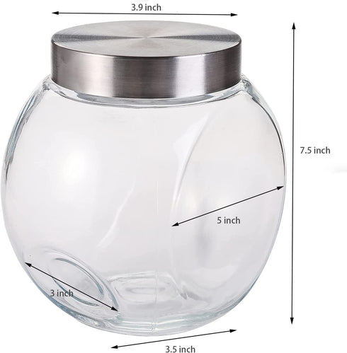Nicunom 2 Pack Glass Candy Jar, 75 Ounce Cookie Jar with Lid Clear Candy Container, Kitchen Countertop Penny Canning Jars for Cookies, Snacks, Cakes, Food Safe, Wide mouth Opening