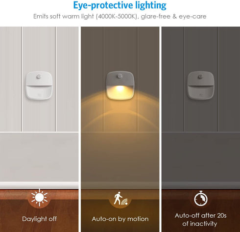 AMIR (Upgraded Version) Motion Sensor Light, Cordless Battery-Powered LED Night Light, Wall Light, Closet Lights, Safe Lights for Stairs, Hallway, Bathroom, Kitchen, Cabinet (Warm White - Pack of 3)