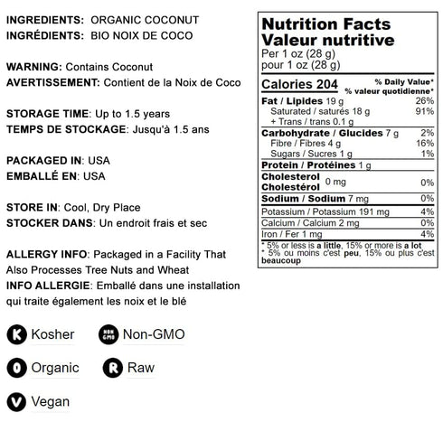 Organic Coconut Chips, 12 Ounces - Non-GMO, Kosher, Raw, Desiccated, Unsweetened, Unsulfured, Dried Flakes, Vegan, Keto, Bulk, Great for Baking
