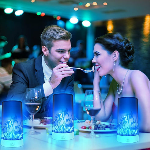 LED Flame Lights, Battery Operated Flame Lamps, Flickering Fake Fire Lamps with Remote Control and Timer, Waterproof Indoor/Outdoor Lantern Hanging Lamps Fireplace Romantic Light for Home Party Bar