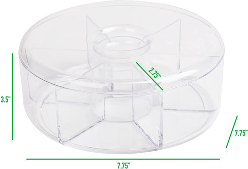 Mind Reader Acrylic Storage & Organizer 6 Compartment Tea Bag Holder with Lid, Round Pantry Organizer for Kitchen, Clear, Clear Round, Clear Round