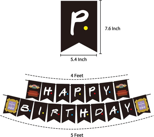 Vercico Friends TV Show Party Decoration Set of 68 Happy Birthday Banner Latex Balloons Cake Cupcake Toppers Tattoo Stickers Decoration Backdrop Party Supplies for Friends Fan