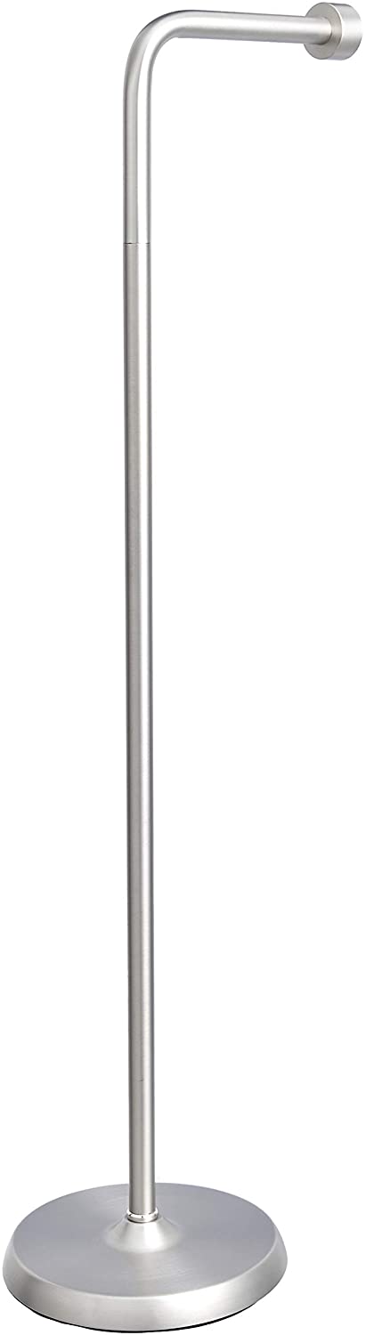 Amazon Basics Free Standing Bathroom Toilet Paper Holder Stand - Nickel